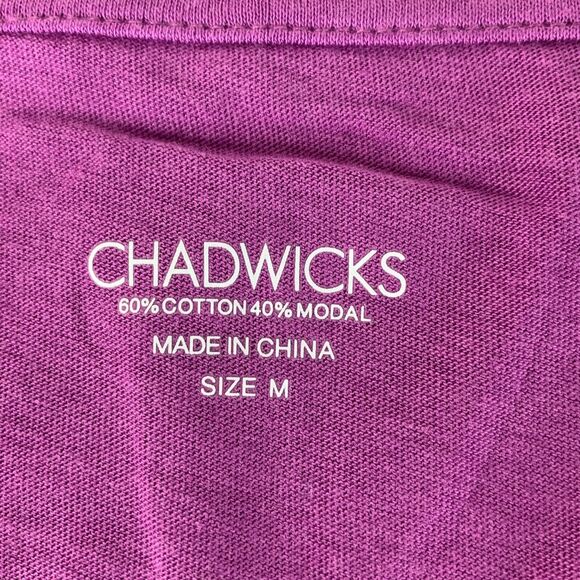 Chadwicks Womens Blouse Size Medium Purple V-Neck Pleated Laser Print Breathable - Picture 4 of 7